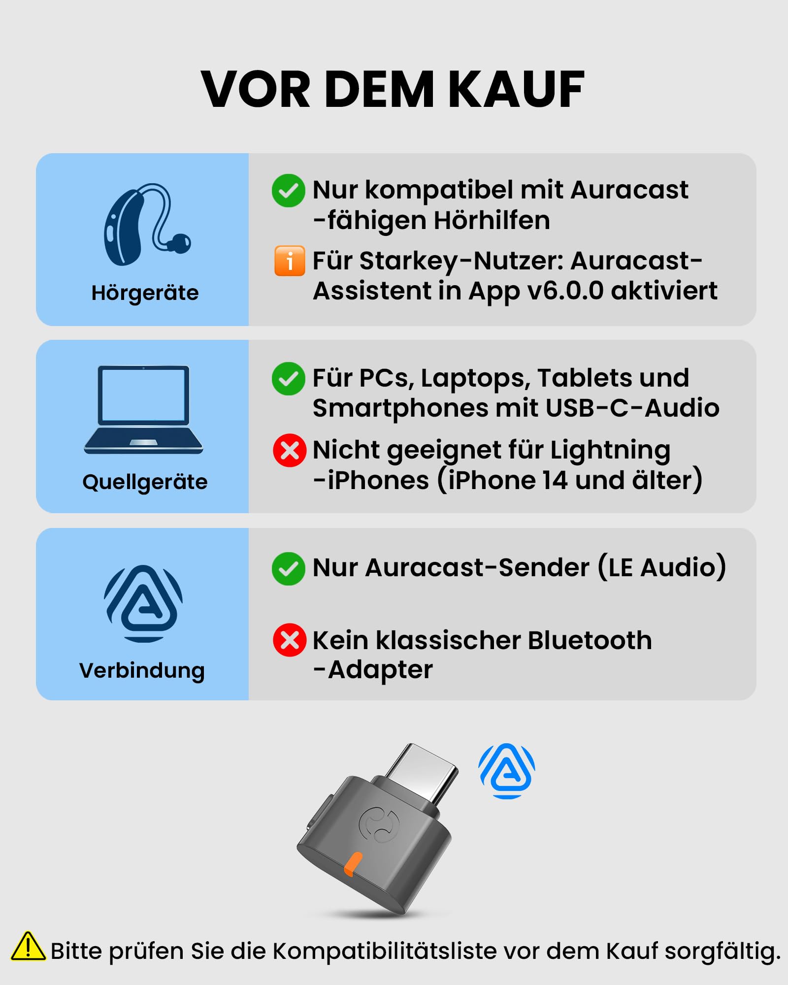 Avantree C82 Aura – Auracast Audio-Transmitter mit Privat- & Öffentlich-Modus, Überträgt an Mehrere Auracast-Geräte, Qualcomm Bluetooth 5.4, Firmware-Upgrade, USB-C-Adapter für PC, Mac & Smartphones
