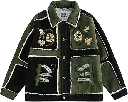 Aelfric Eden ブロッキングフラワーコート Aelfric Eden Color Blocking Embroidery Flower Winter Coat
