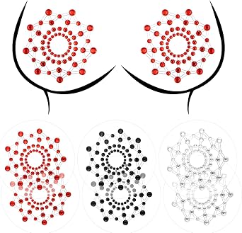 Telooco 3 Pairs Rhinestone Pasties Sexy Nipple Covers Glitter Crystal Tassel Nipple Pasties for Women Halloween Rave