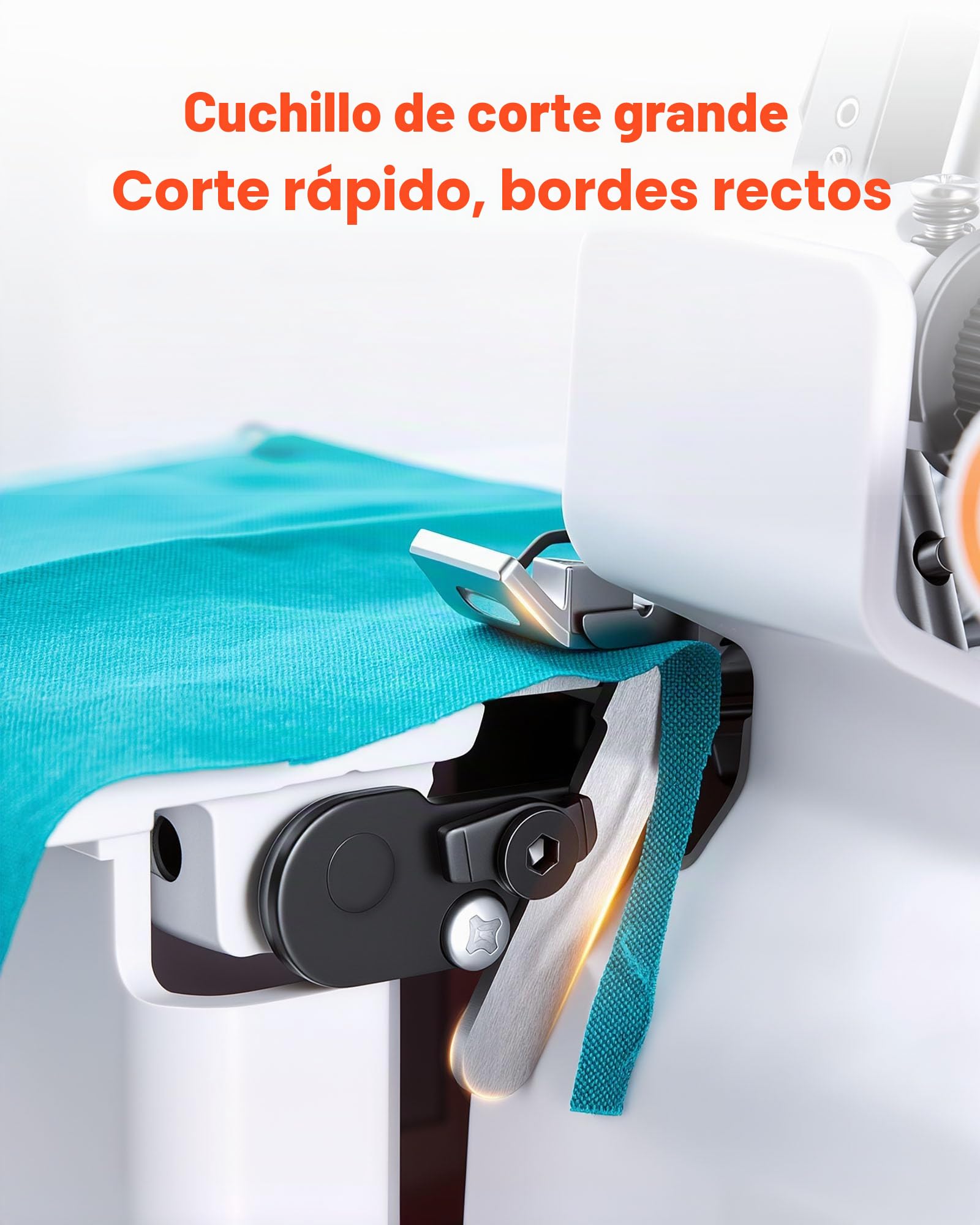 VEVOR Máquina de Coser Overlock, 1250 Puntadas por Minuto, Compatible con 3 y 4 Hilos, con Luz LED y Pies de Succión Fuertes, con Marco de Metal para Varios Tejidos, Blanco, 260 x 270 x 270 mm