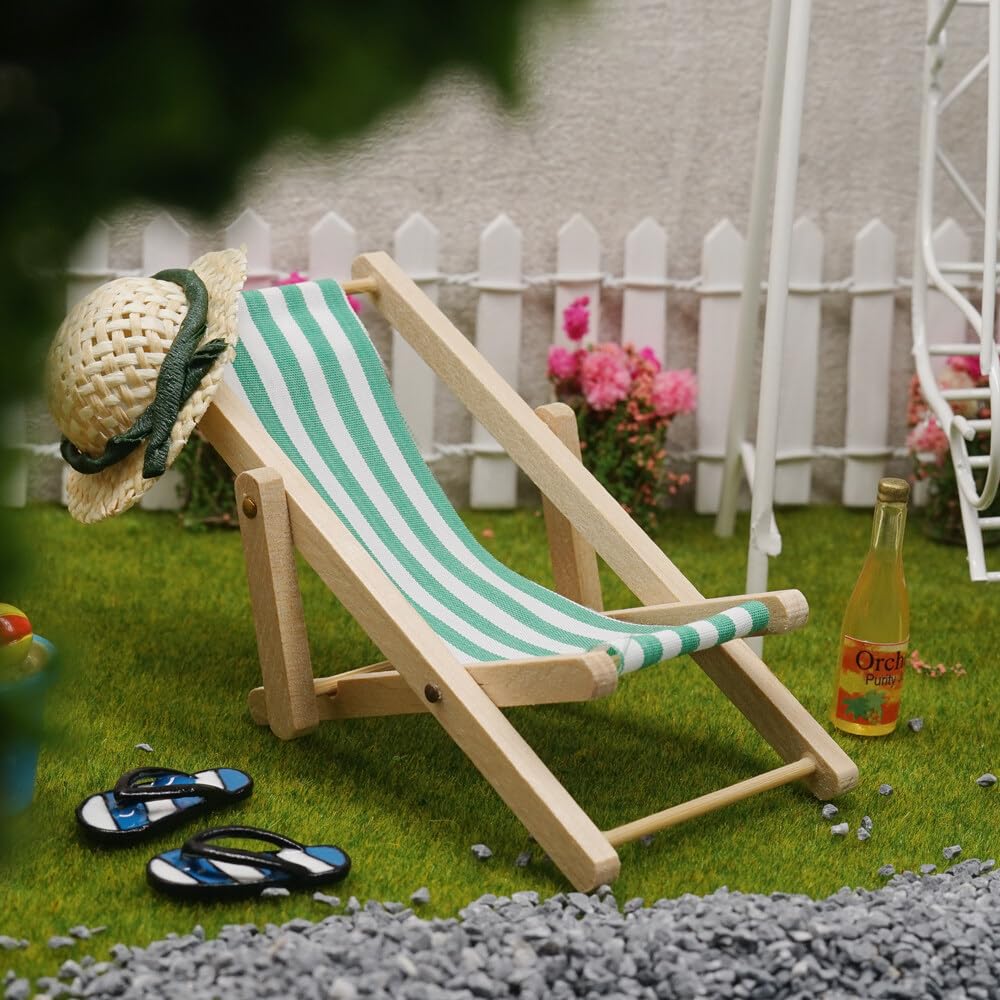 CHAISE DE PLAGE Pliable Pour Maison De Poupée, 2 Pièces, Modèle