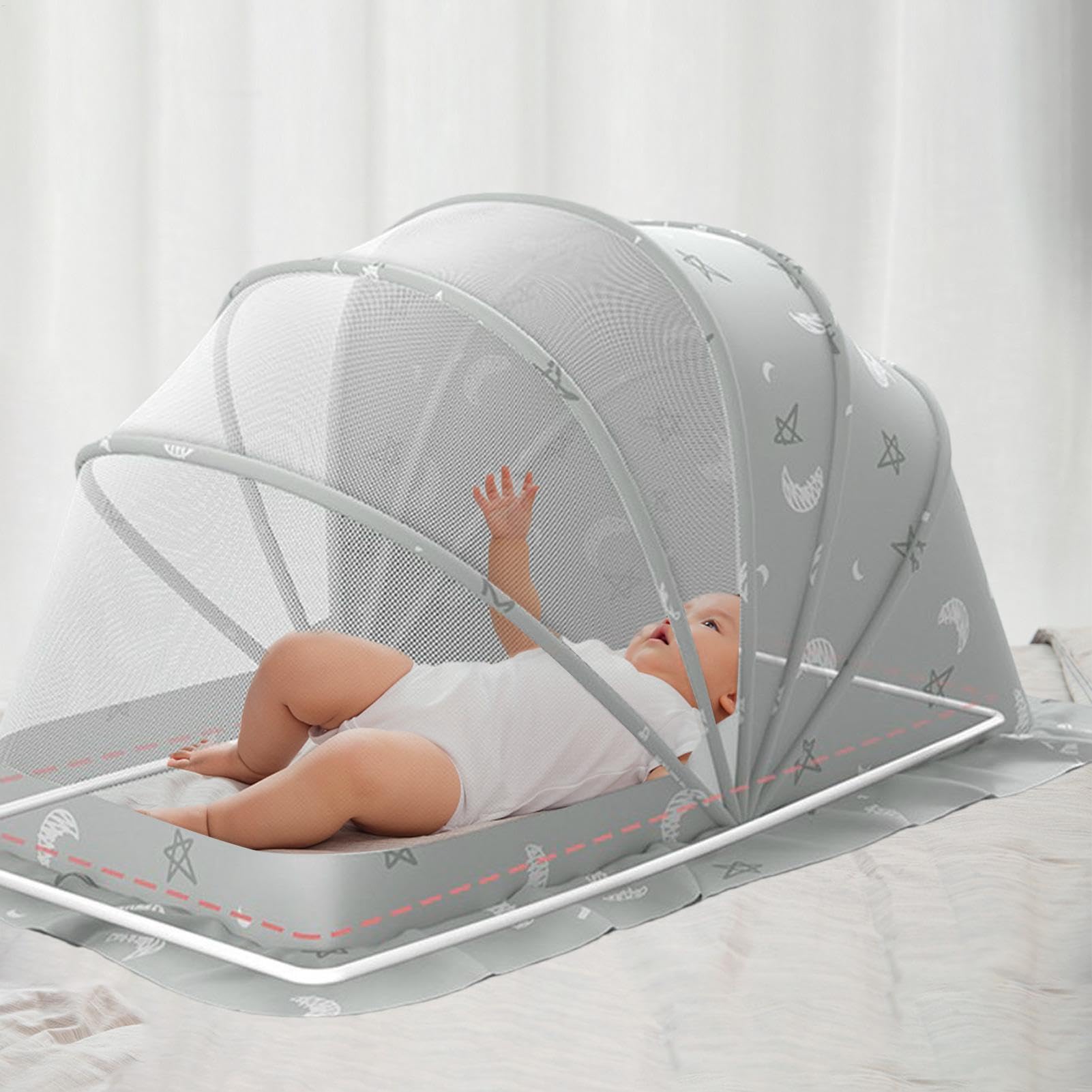 Babysicherheit Kinderbett Zelt, Babybett Zelt | Klappernte Netting -Babybettwäsche | Semi-Shading Foldable Tragbares Babybett-Sicherheits-Baldachin-Netzabdeckung für Kleinkindbett sicher
