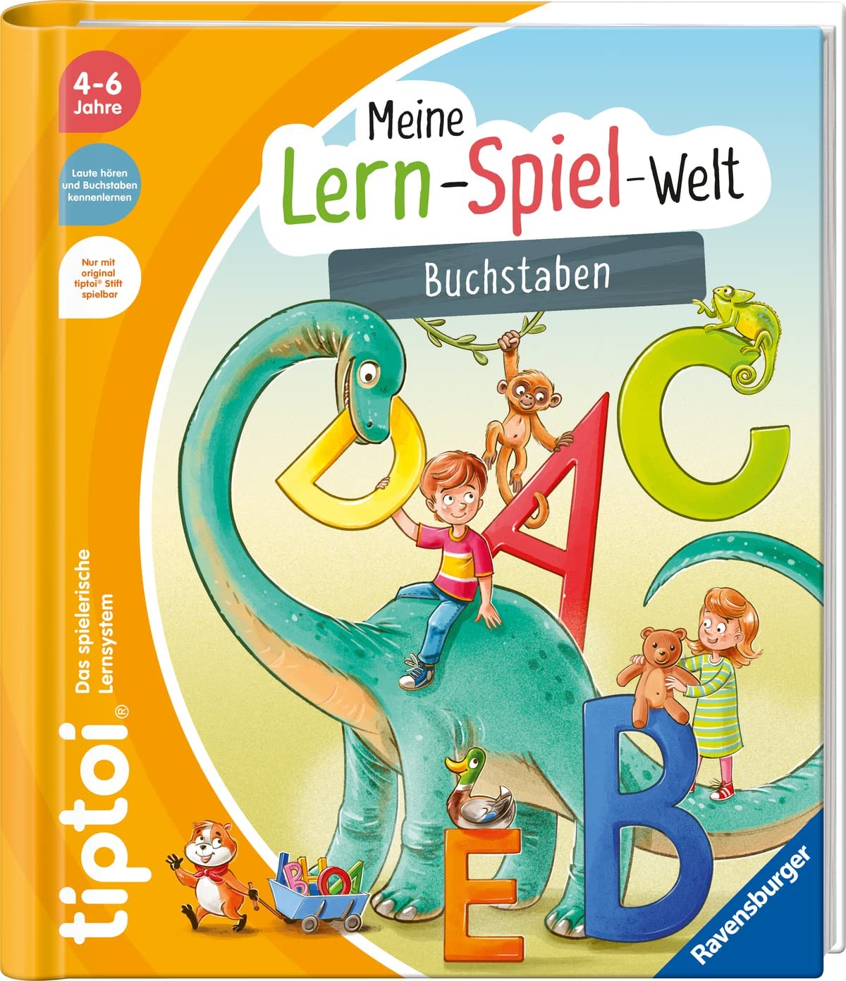 tiptoi Ravensburger zestaw z literami (książka dla dzieci) + długopis 00110 + mapa świata dla dzieci, zabawka edukacyjna dla dzieci