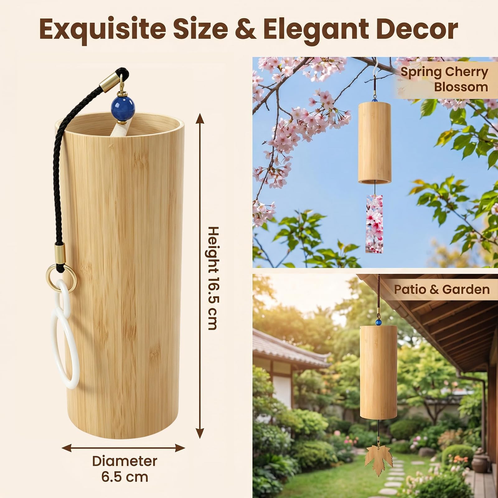 Carillones de viento de bambú japonés, Koshi de bambú para meditación de sonido, yoga, jardín y más, acorde F de primavera Breeze