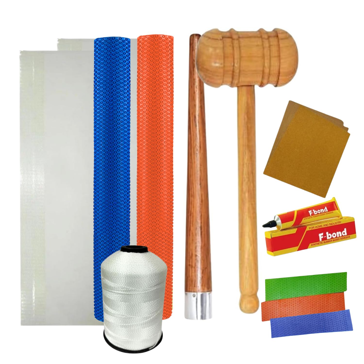 Cricket Bat Repair Kit Combo | Bat Grip, Toe Guard, Scuff Sheet, Thread, Adhesive & Wooden Mallet | Complete Bat Maintenance Kit for Grip Replacement & Repair-image-49