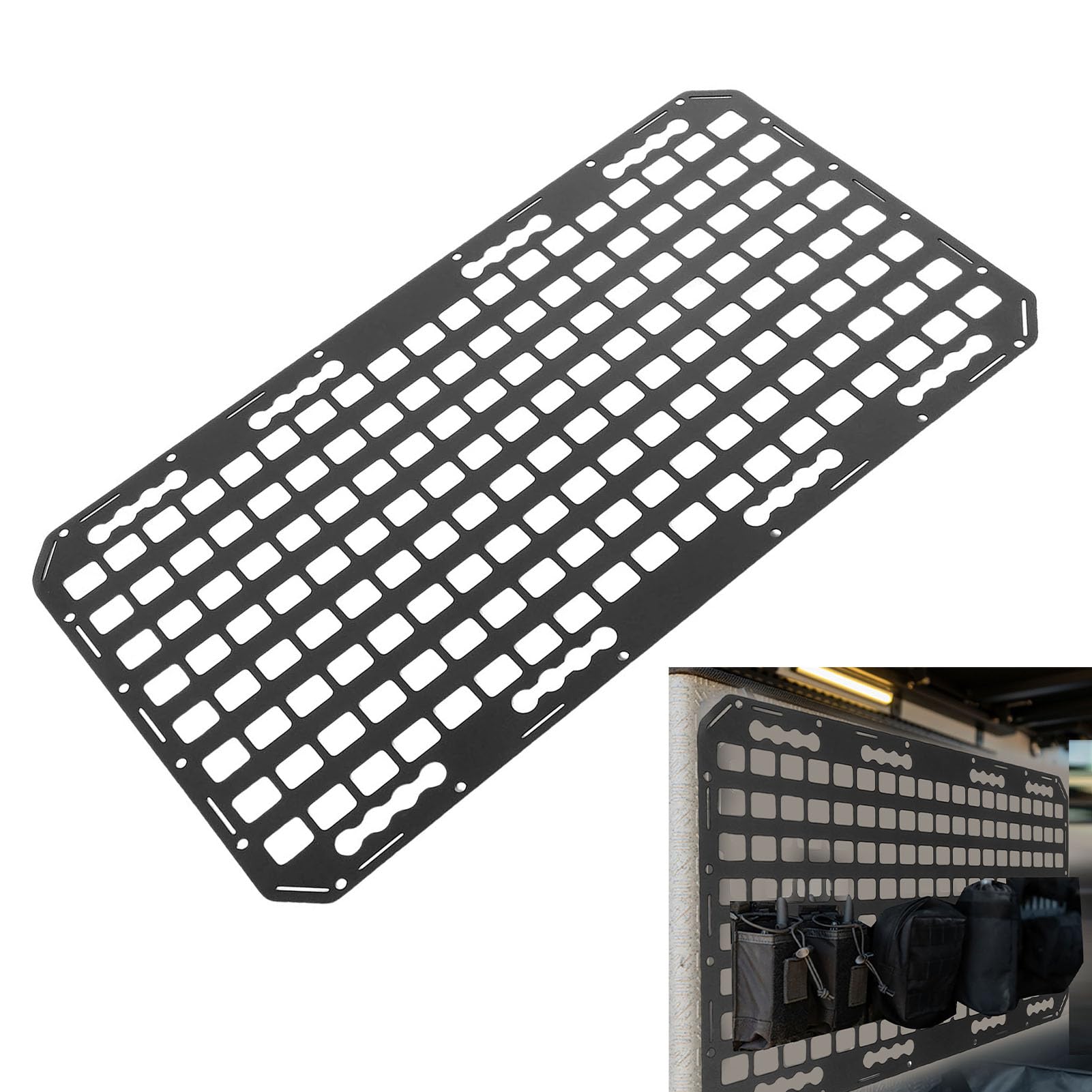 Akozon L Organizator Torów, Modułowy Panel do Przechowywania w Samochodzie Aluminiowy Panel Molle do łóżka Ciężarowego L Organizator Przechowywania Torów dla SUV-ów