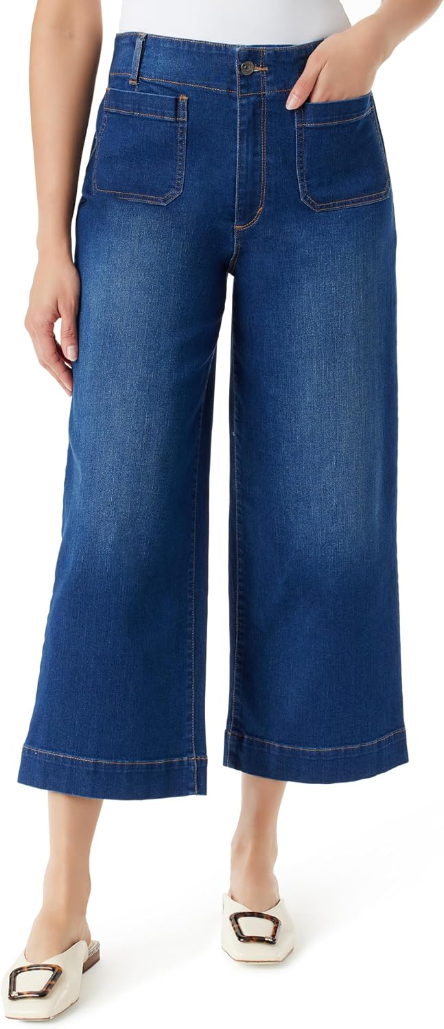 Gloria Vanderbilt Women’s Shape Effect Tummy Sculpt High Rise Wide Leg Crop Standard
