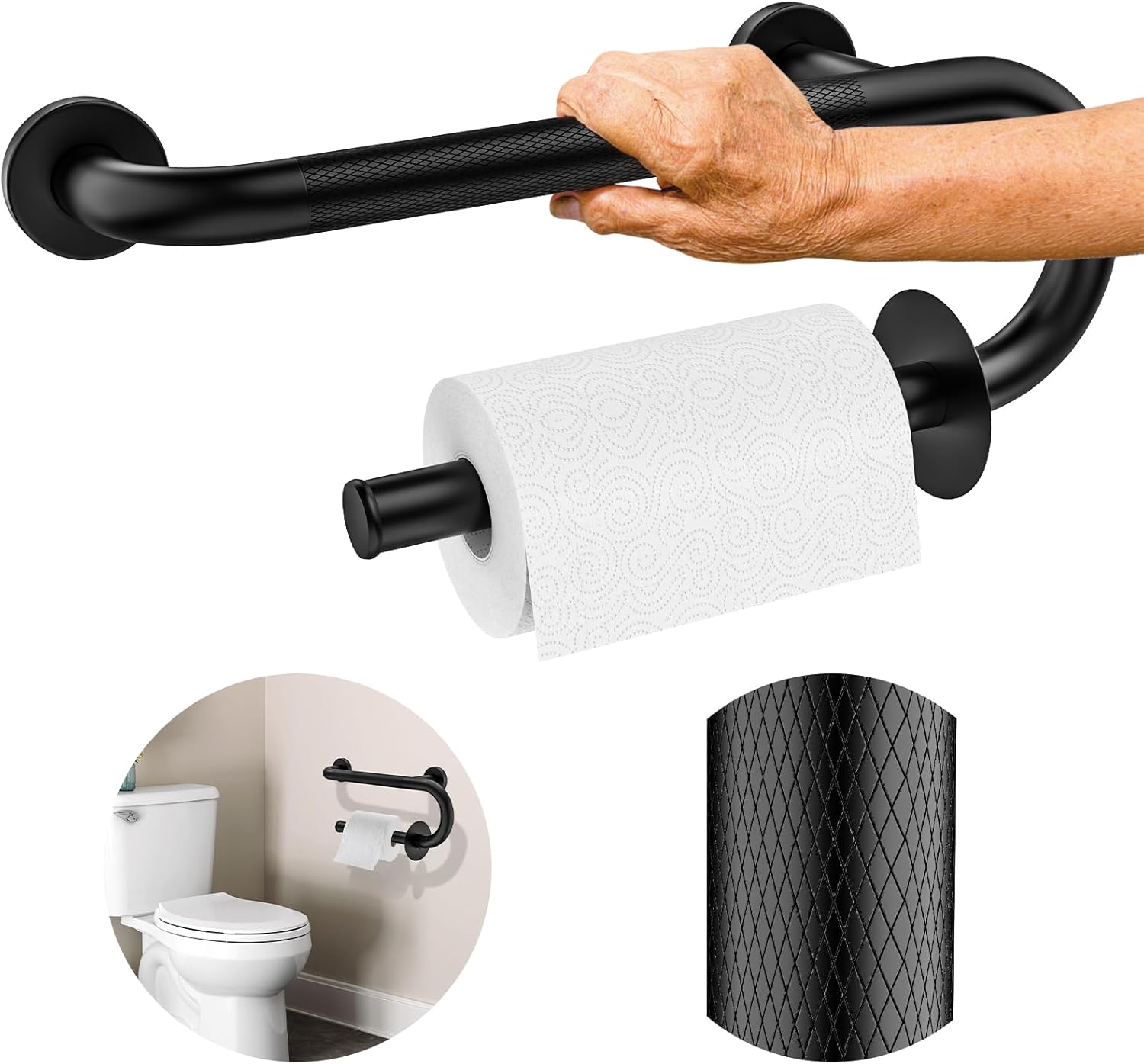 Amazon.com: ???????????????????????????????? Toilet Grab Bars 16 Inch - Toilet Paper Holder ...