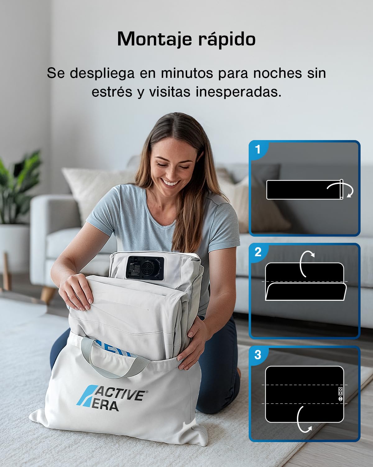 Active Era Colchón Hinchable Individual Lujo 99 x 188 x 36.5 cm con Bomba Eléctrica y Almohada Incorporada