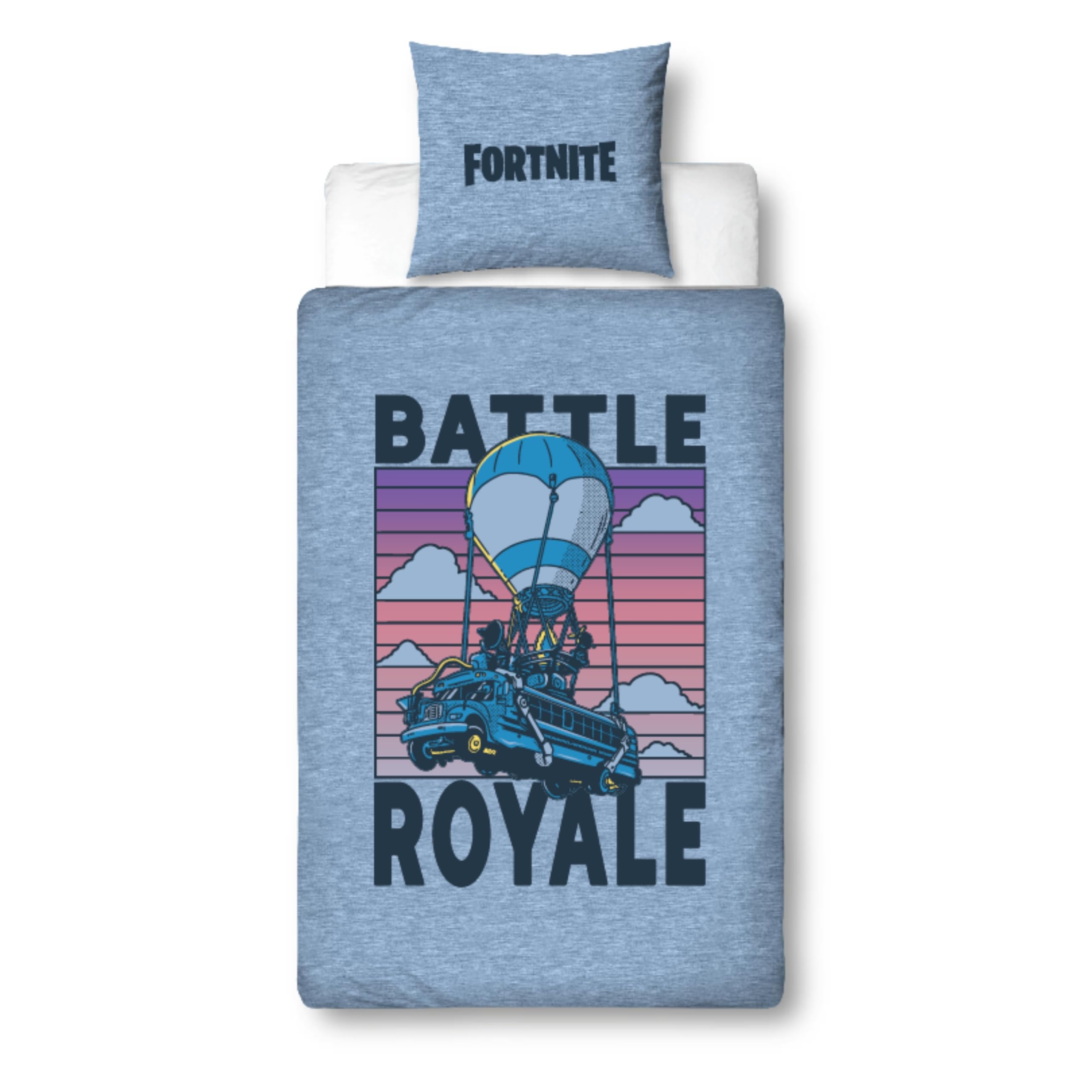 Fortnite Bed Linen 135 x 200 cm - Teenager Gaming Gift Idea Battle Royale 1x Pillowcase 80 x 80 cm + Duvet Cover 135 x 200 cm, with Zip - Reversible Design - Fan Merchandise Teenager Gift for Boys and