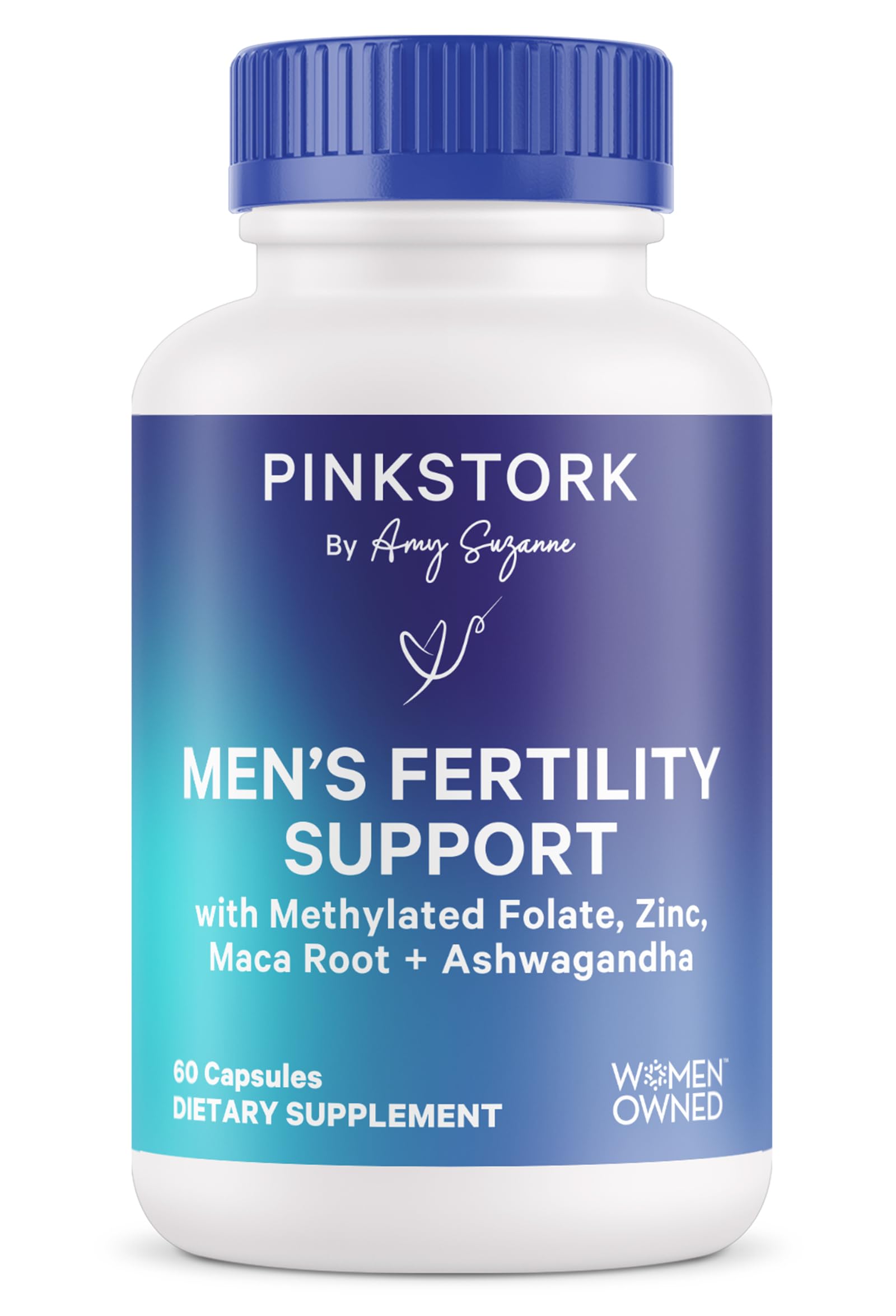 Blue Stork Fertility Supplements for Men - Supports Conception for Him - Male Prenatal Vitamins with Maca Root, Ashwagandha, Folate, B12 - Sperm Heath, Drive, Motility - 60 Capsules