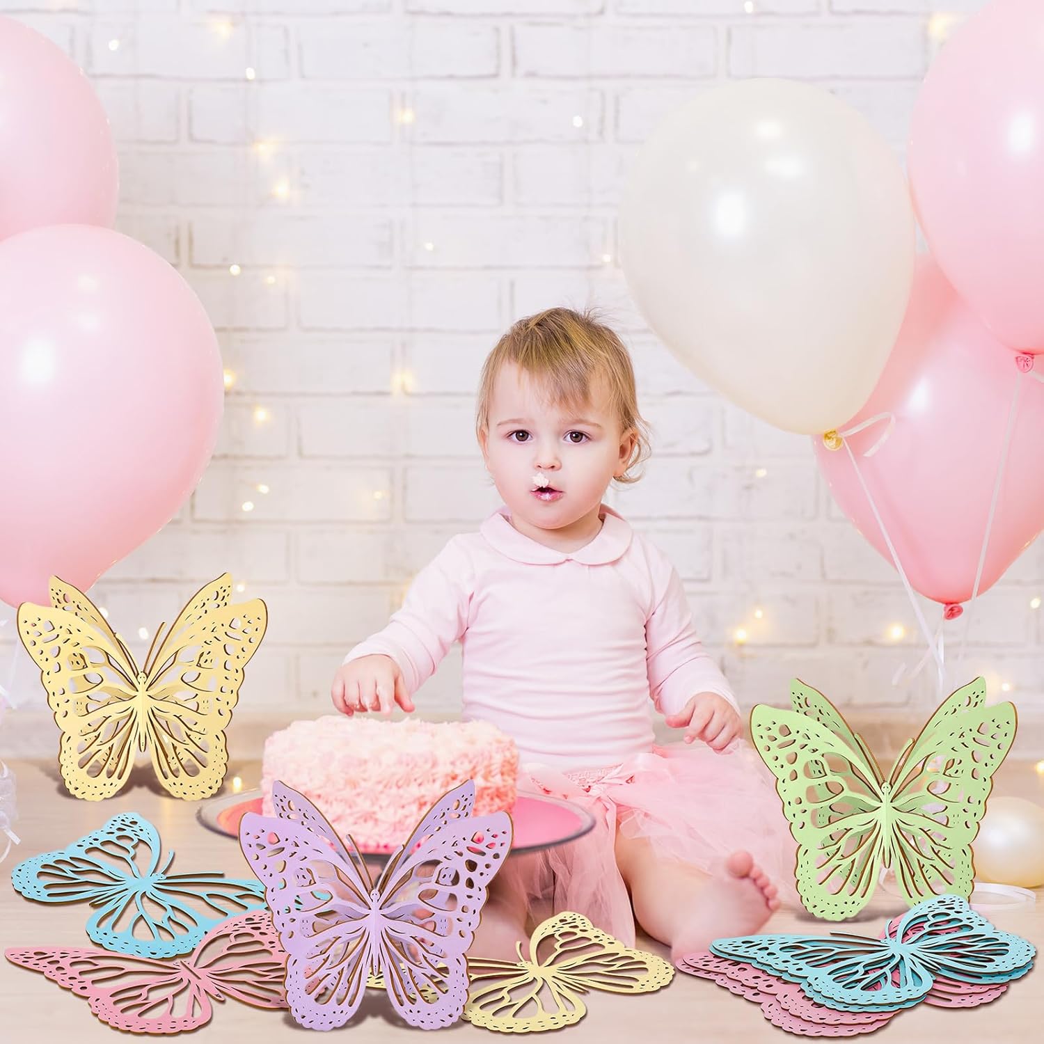 Yerliker 5 Pcs Butterfly Centerpieces for Table Butterfly Party Decorations 10 x 7 Inch Large Wooden 3D Butterflies for Spring Home Birthday Baby Shower Wedding Tabletop Ornaments Tea Party Decor