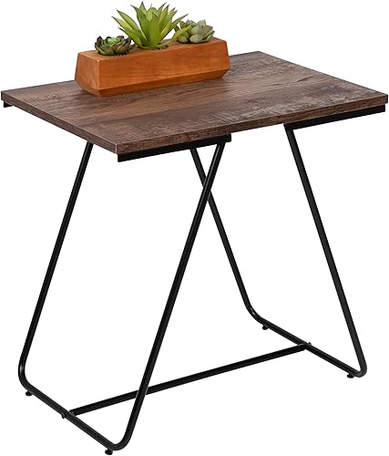 Miniatura 1 de Honey-Can-Do Mesa auxiliar, mesa auxiliar pequeña, mesita de noche alta para sala de estar, dormitorio, oficina, baño, marrón rústico y negro clásico