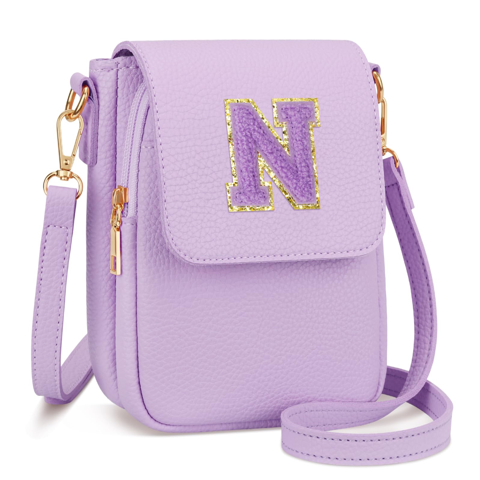 CLOUDWINGS Gift for Girls Small Initial Crossbody Bag for Teens Vegan Leather Cell Phone Kids Purse