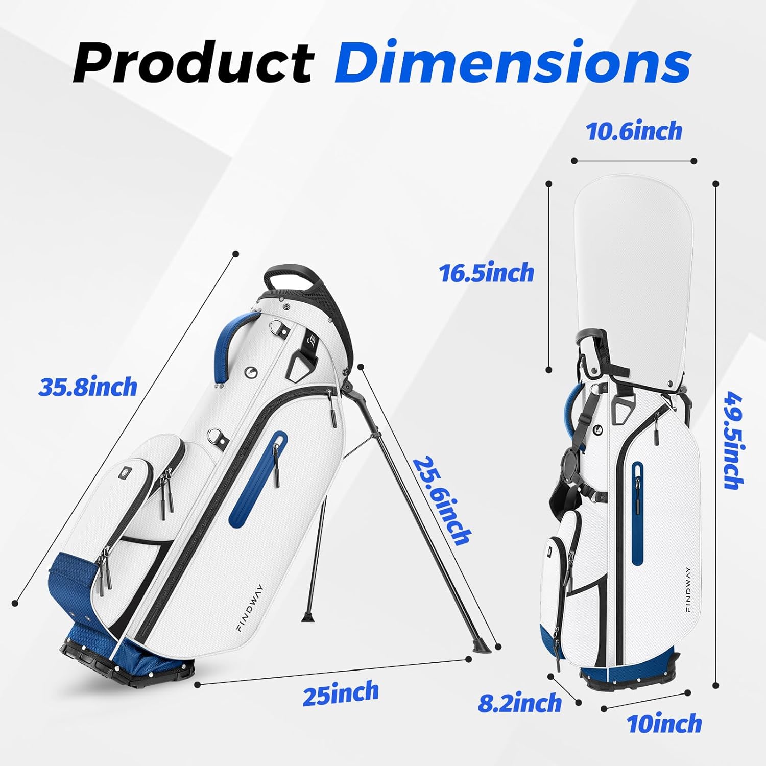 Findway 5 Way Golf Stand Bag, Lightweight Golf Bags for Men Women with Full Length Dividers Multiple Pockets Padded Dual Strap and Rain Cover Hood - Image 7