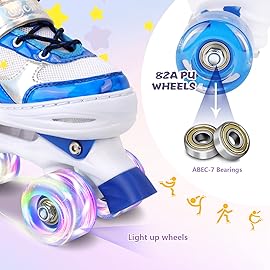 Runcinds Toddler Roller Skates for Boys Kids Girls, 4 Size Adjustable Kids Roller Skates for Baby Boys with Light Up Wheels