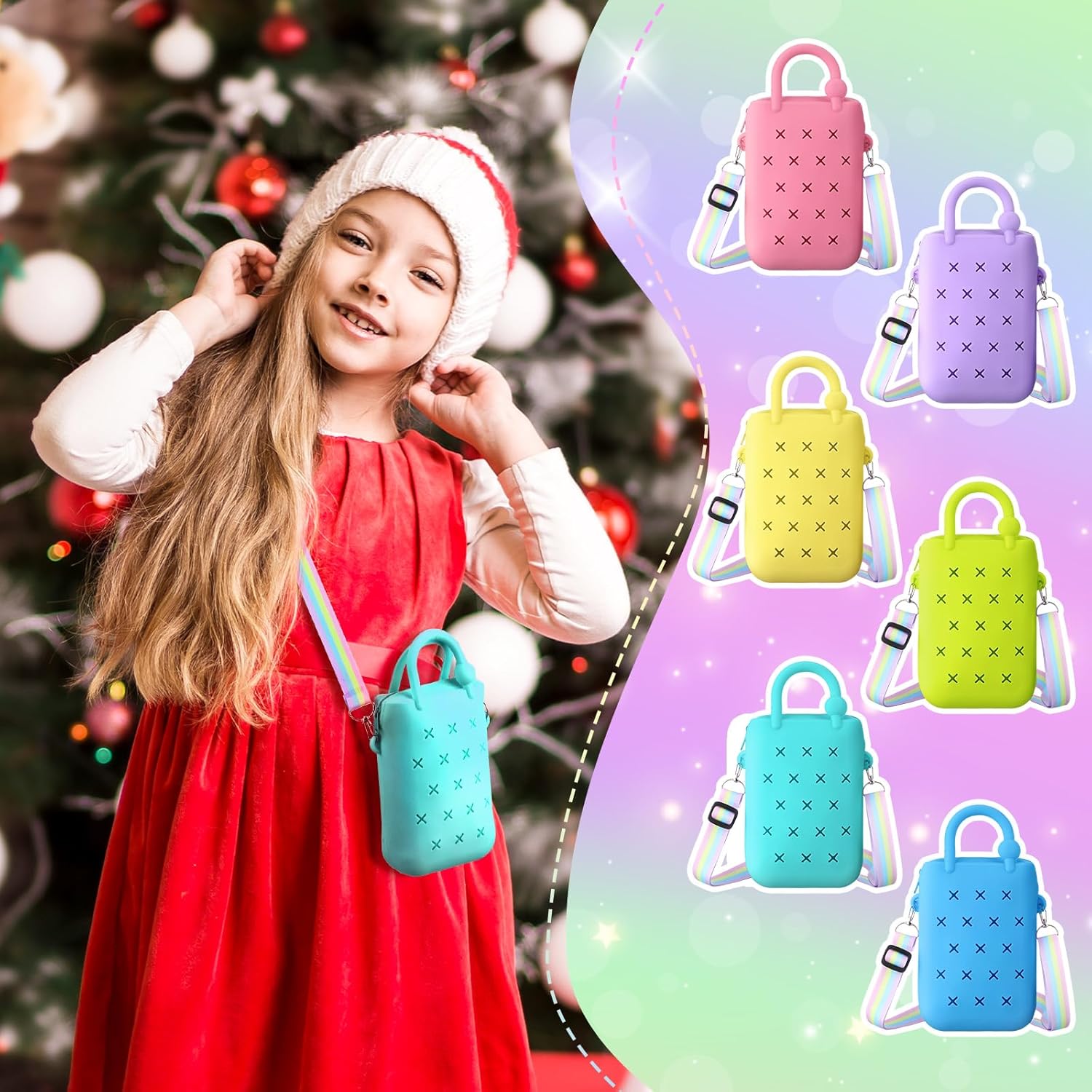 6 Pcs Mini Silicone Beach Tote Bag with Drainage Hole Waterproof Sandproof Travel Birthday Gift Handbag for Sports Gym Pool Beach Travel Outdoor - Image 2