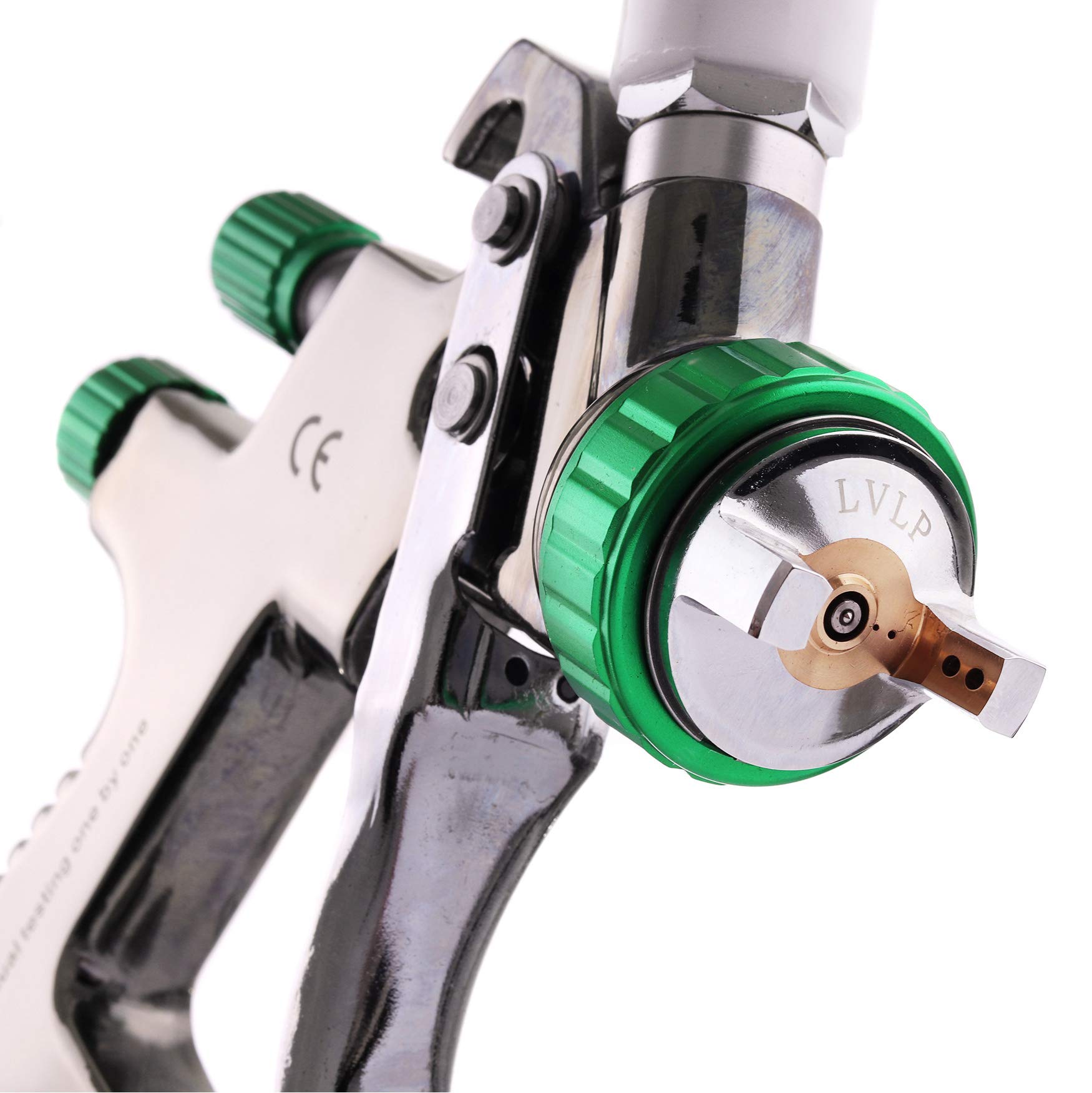 LVLP L-898 - Pistola aerográfica (3 boquillas, 1,3 mm + 1,4 mm + 1,8 mm, depósito de 600 ml, bajo consumo de aire)