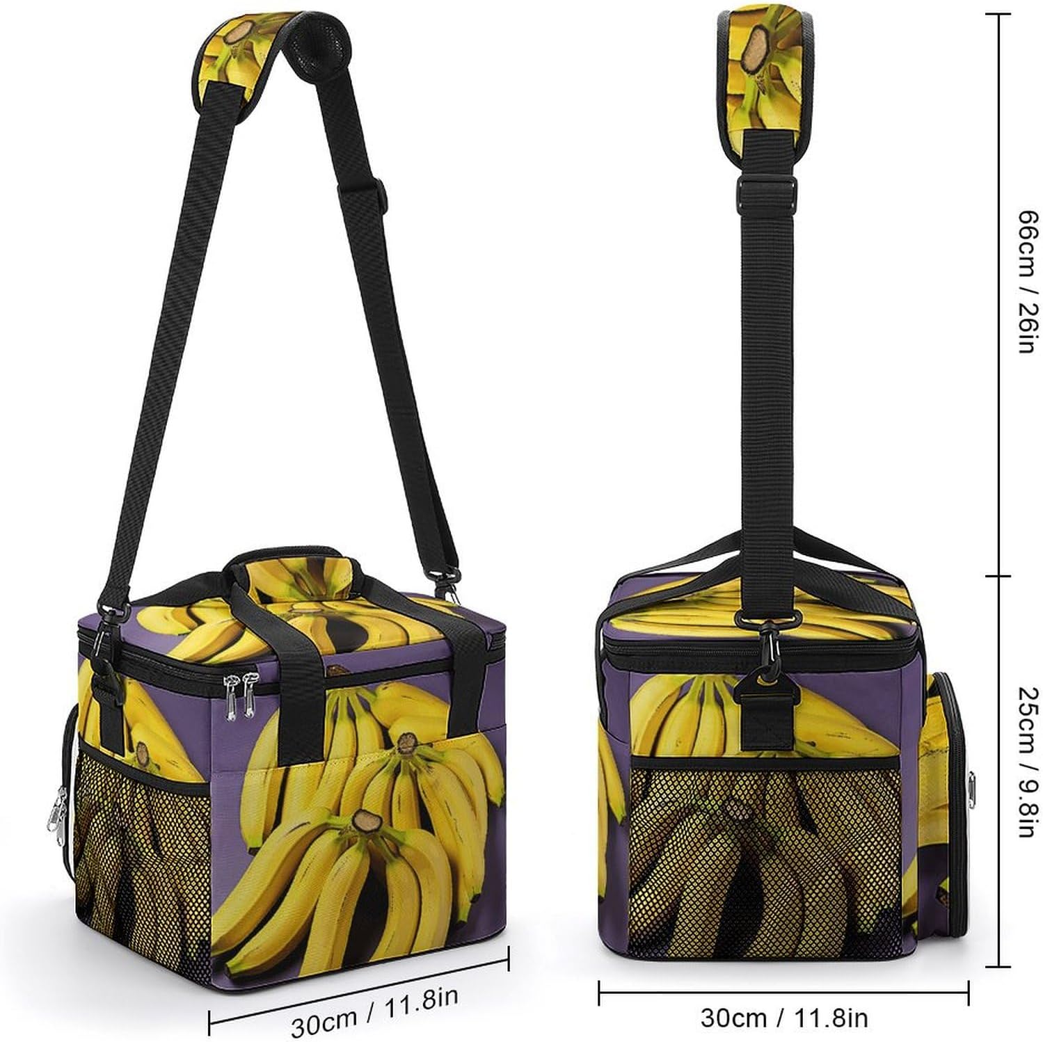 Camping Ice Pack, Unique Banana Fruit Print Cooler Bag, 22.5L Large Capacity Insulated Lunch Tote Bag for Outdoor, Picnic, BBQ, Travel, Work