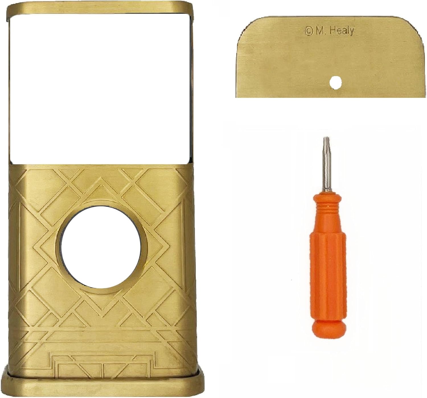 Art Deco Video Doorbell Cover (Compatible with Ring 3, 3 Plus, 4, Battery Plus, and Battery Pro) (Brass)