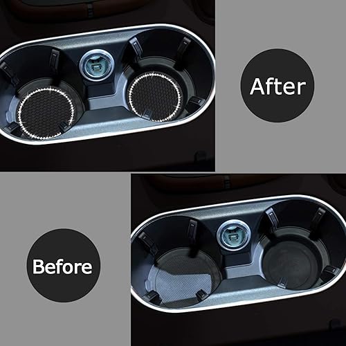 Miniatura 5 de yousheng 2 posavasos brillantes para automóvil, inserto universal para vehículo, inserto de silicona antideslizante de diamantes de imitación de