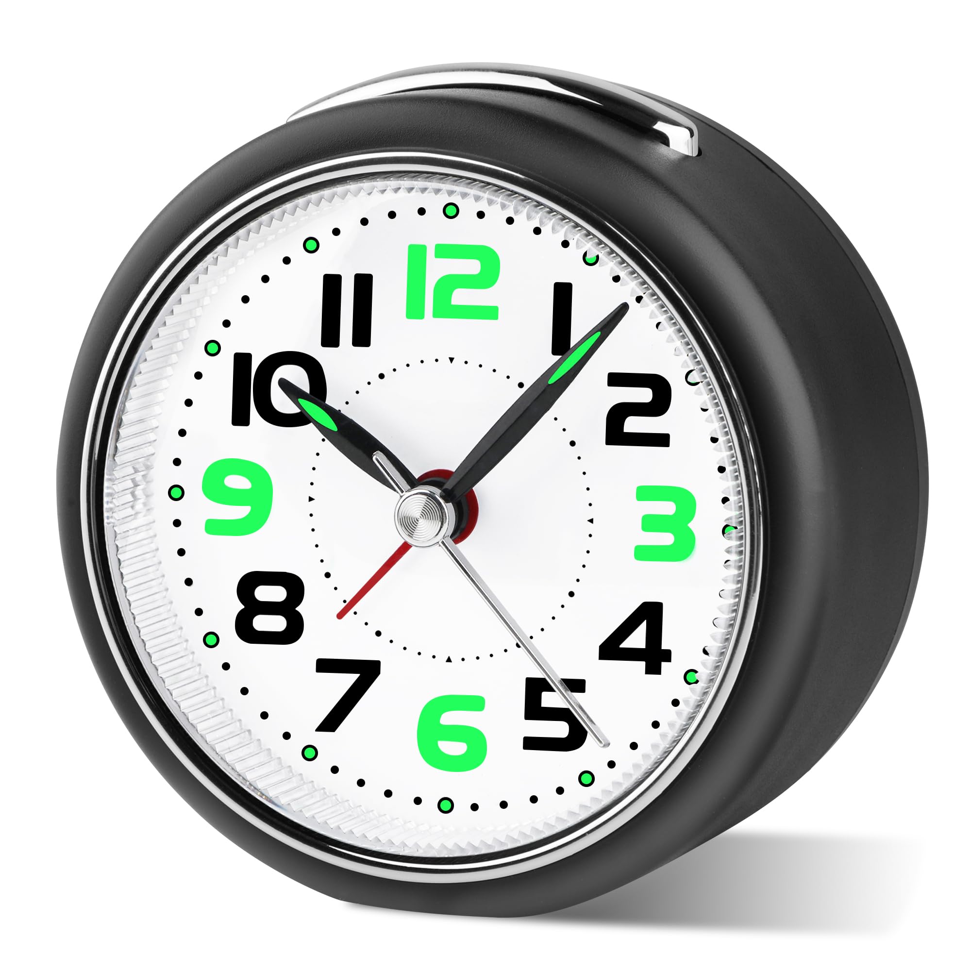 DTKID 3 27 Analog Alarm Clock Small Battery Operated Analog Travel Clock Silent No Ticking with Night Light