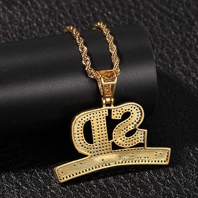 18K Gold Plated Diamond Letter SUPPLYONDEMAND Pendant Necklace Iced Out CZ Mens Hip Hop Necklace