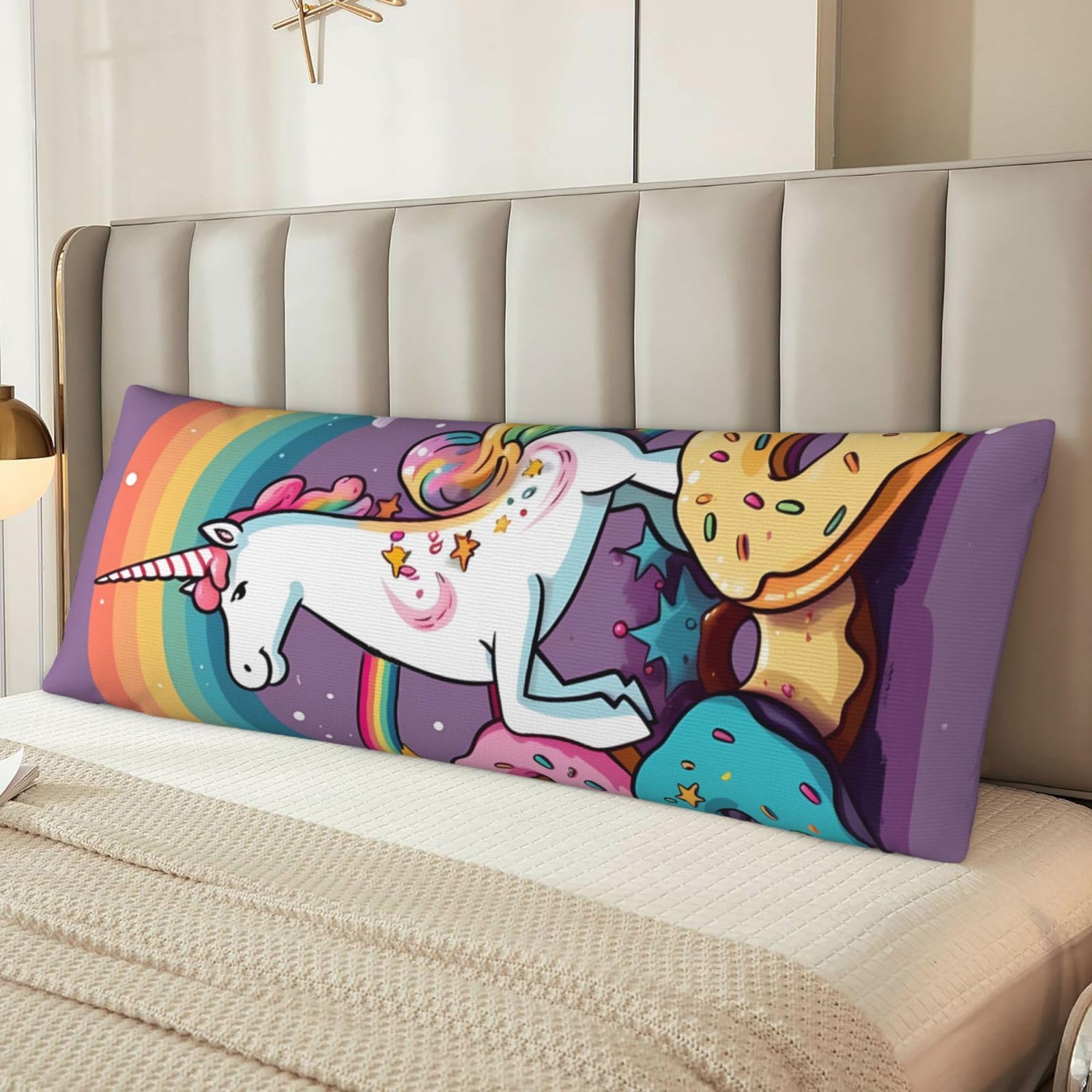 Horse Doughnut Rainbow Body Pillow Case Cover, Microfiber Long Pillow Cases, Ultra Soft and Cozy Plush Body Pillowcase Decorative Long Bed Pillow Cover for Sleeping 20x54 Inches