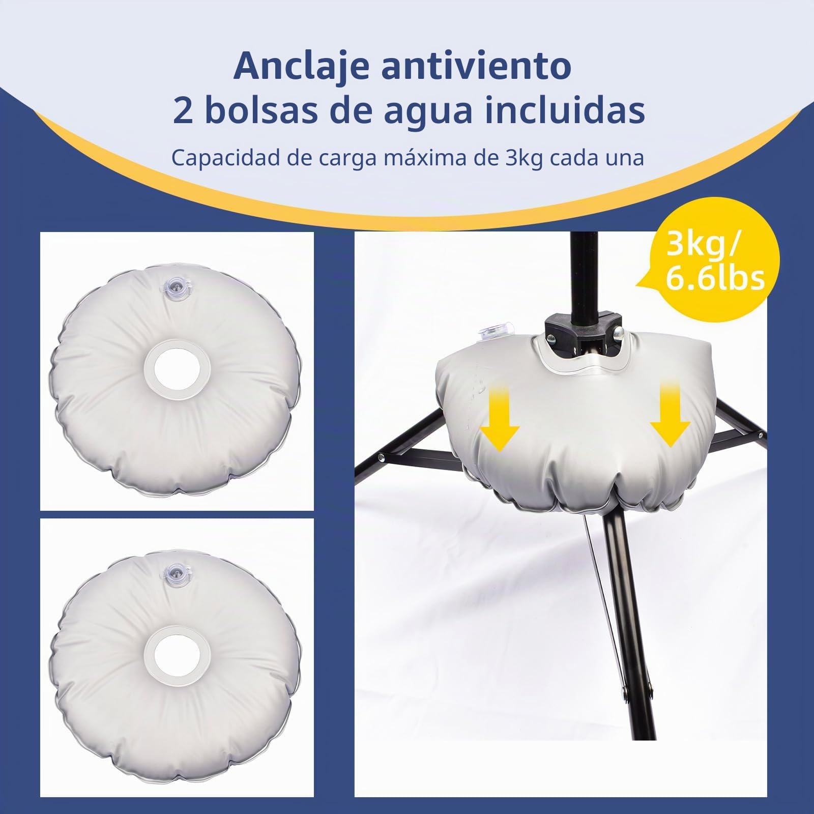 Kit de Soporte para Telón de Fondo 2.6x3m - Sistema de Soporte de Fondo Portátil y Ajustable | Incluye Bolsa, 12 Abrazaderas y 2 Bolsas de Agua | Ideal para Estudio en casa, Eventos, Bodas y Fiestas