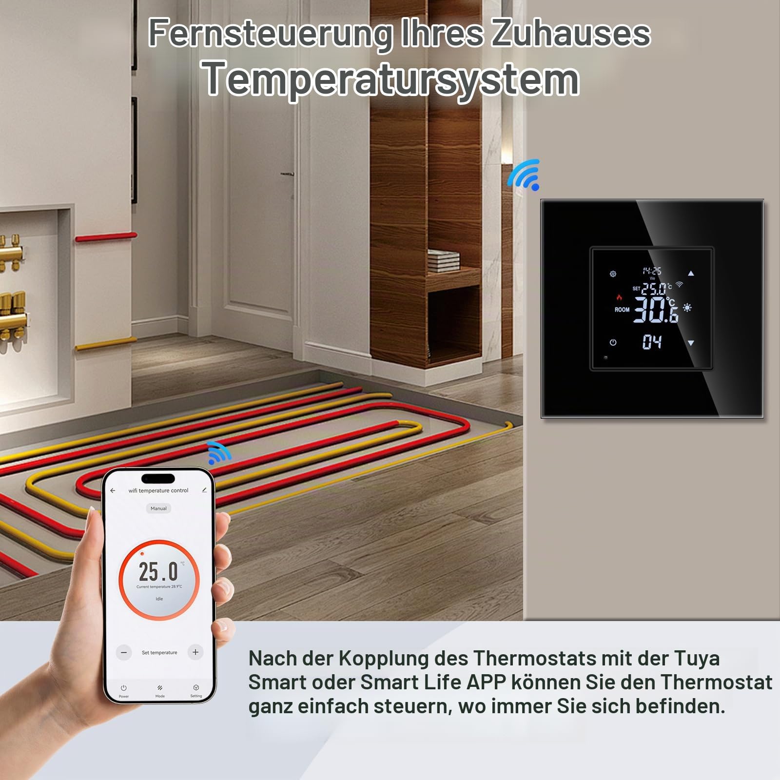 JIMEIDA Smart Thermostat WiFi 16A, kompatibel mit Alexa & Google Home