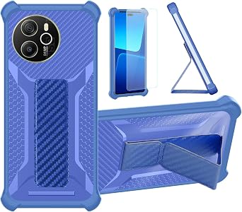 bojioderf Case Compatible for Blackview Shark 8 Phone Case Cover [with Tempered Glass Screen Protector] Hybrid Case [Folding Support Magnetic] [Frosted Anti-Fingerprint] Blue