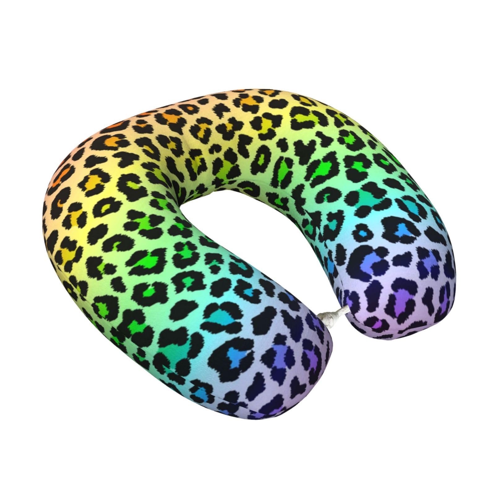 LKYMOH Rainbow Leopard Spotted Fur Pattern, Travel Neck Pillow U-Shaped Memory Neck Support Soft Comfortable With Washable Cover For Airplane Car Traveling and Office