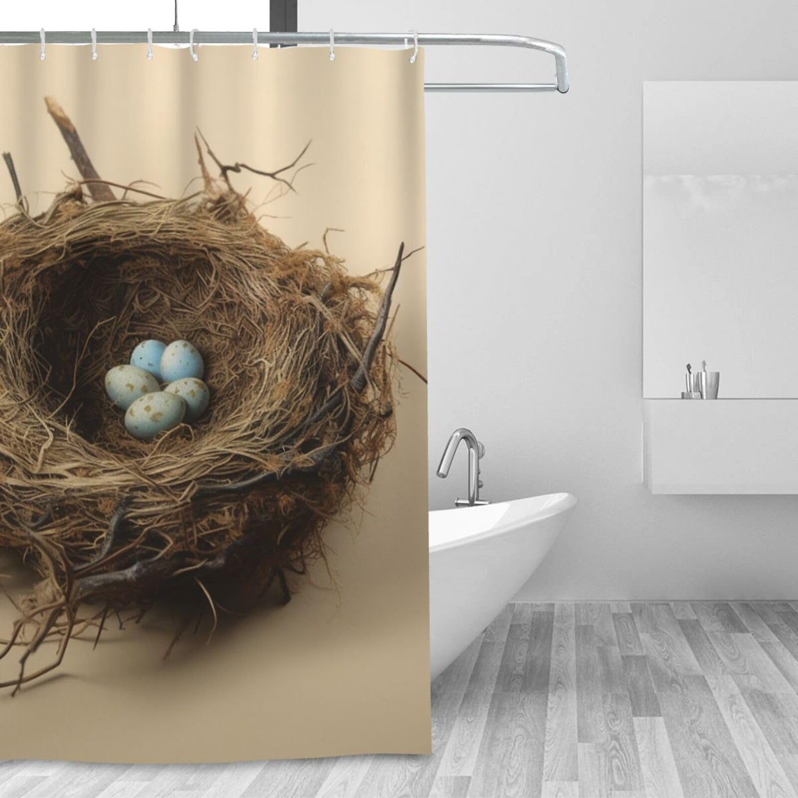 Rideau de douche design minimaliste haut de gamme imprimé nid d'oiseaux 183 cm