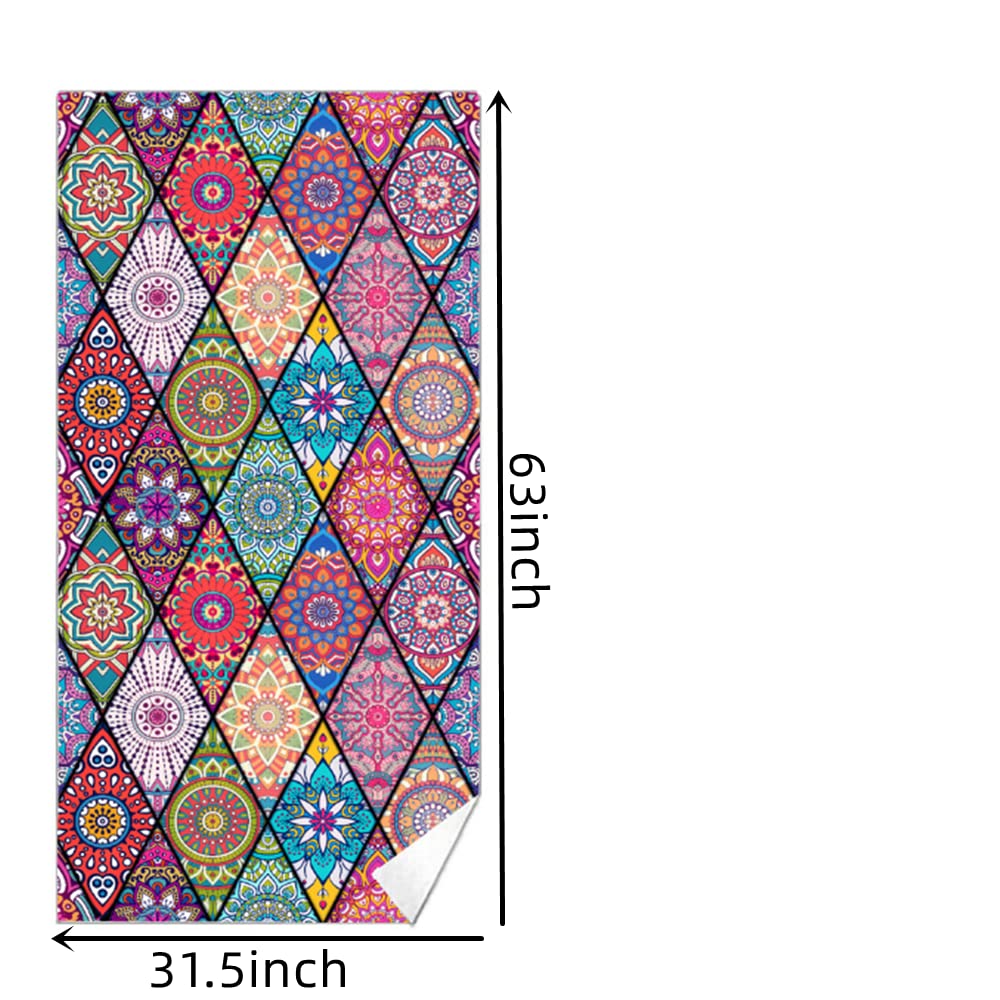 Personalized Beach Towel – Bohemian Style, 31.5" X 63", Microfiber, Quick-Dry & Sand-Free, Great For Gifts