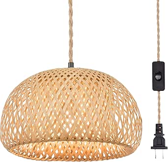 Rope Pendant Light YANSUN Pendant Light Cord Hanging Light Kit With Switch Plug In 15FT Hemp Rope Hang Lamp Industrial Vintage Socket Set E26 E27 Retro Cable Diy Hanging Lights For Bedroom