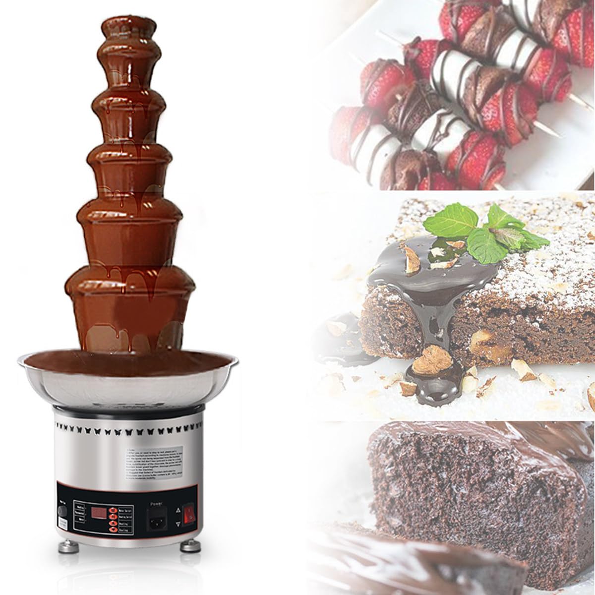 ASerZenith Large Capacity Chocolate Fountain Machine With Temperature Control,Commercial Fondue Waterfall For Party,Restaurant And Wedding,6Tier
