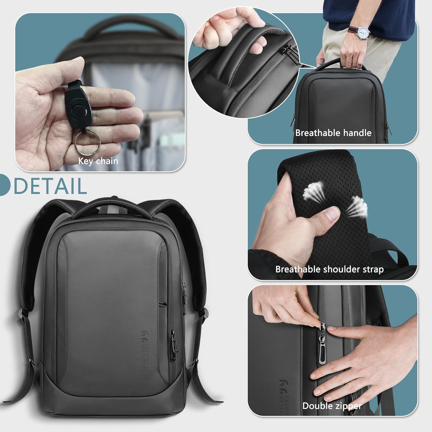 Plecak biznesowy na laptopa, męski, z kieszenią na laptopa z przyłączem USB do ładowania, zabezpieczenie przed kradzieżą, bagaż podręczny, plecak dzienny, odporna na wodę, wielofunkcyjny