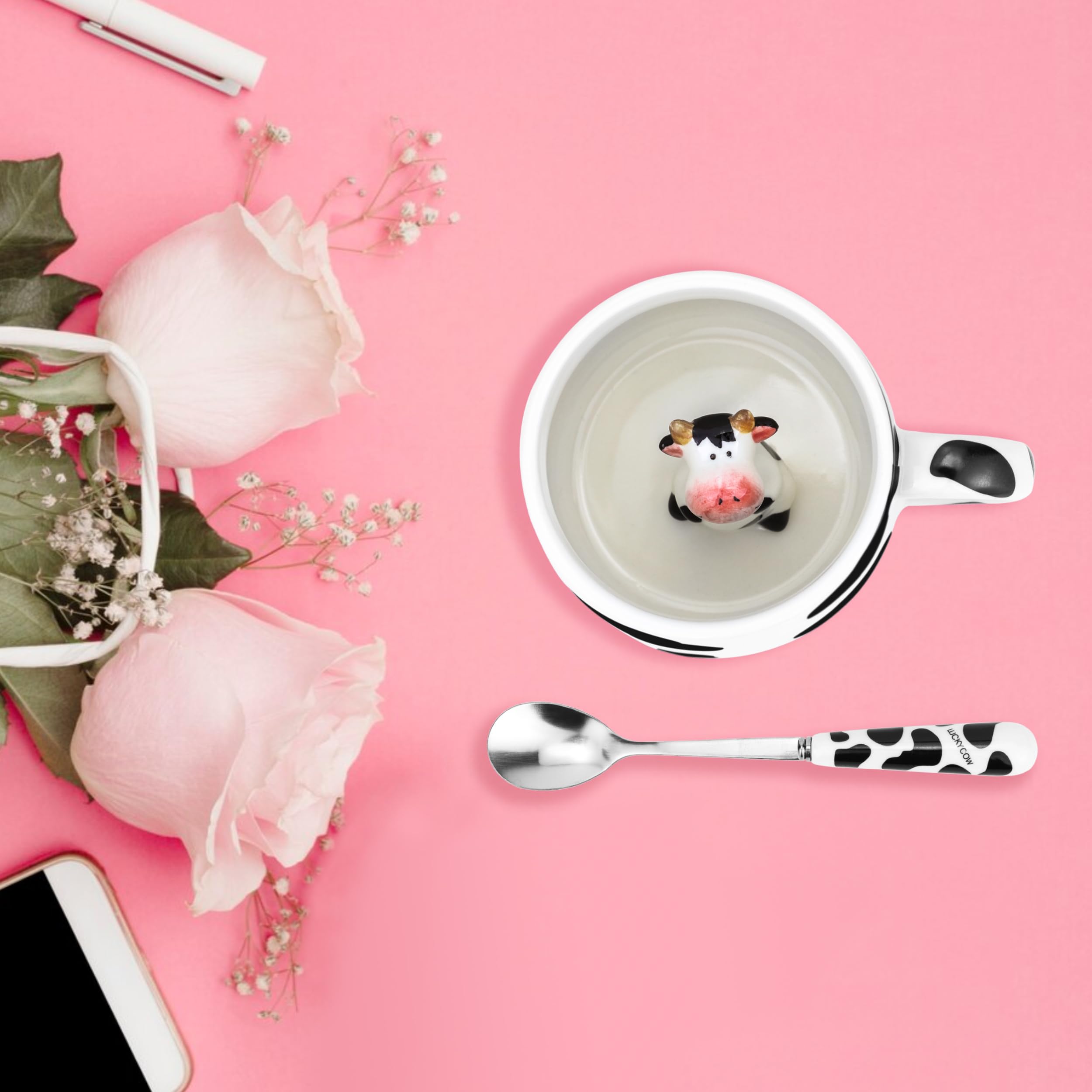 Tazza Mucca Arawat 400ml - Ceramica Con Coperchio, Regalo Divertente Per Compleanni E Natale