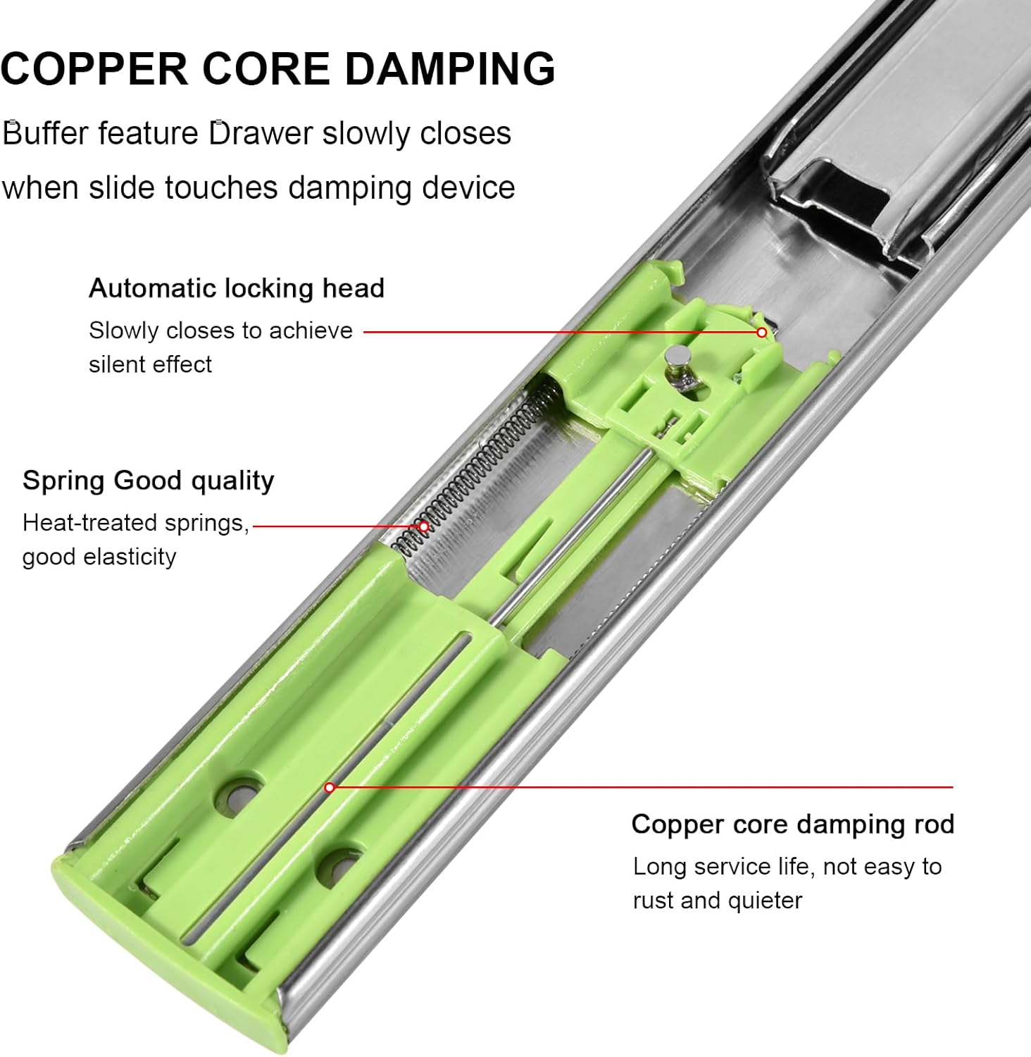 Eagles Soft Close Drawer Slides, Buffer Damping Thickened Silent Black Cold-Steel Ball Bearing Full Extension Heavy Duty Drawer Rails 3 Folds 150 LB (14''(35cm) Drawer Slides-Stainless Steels)