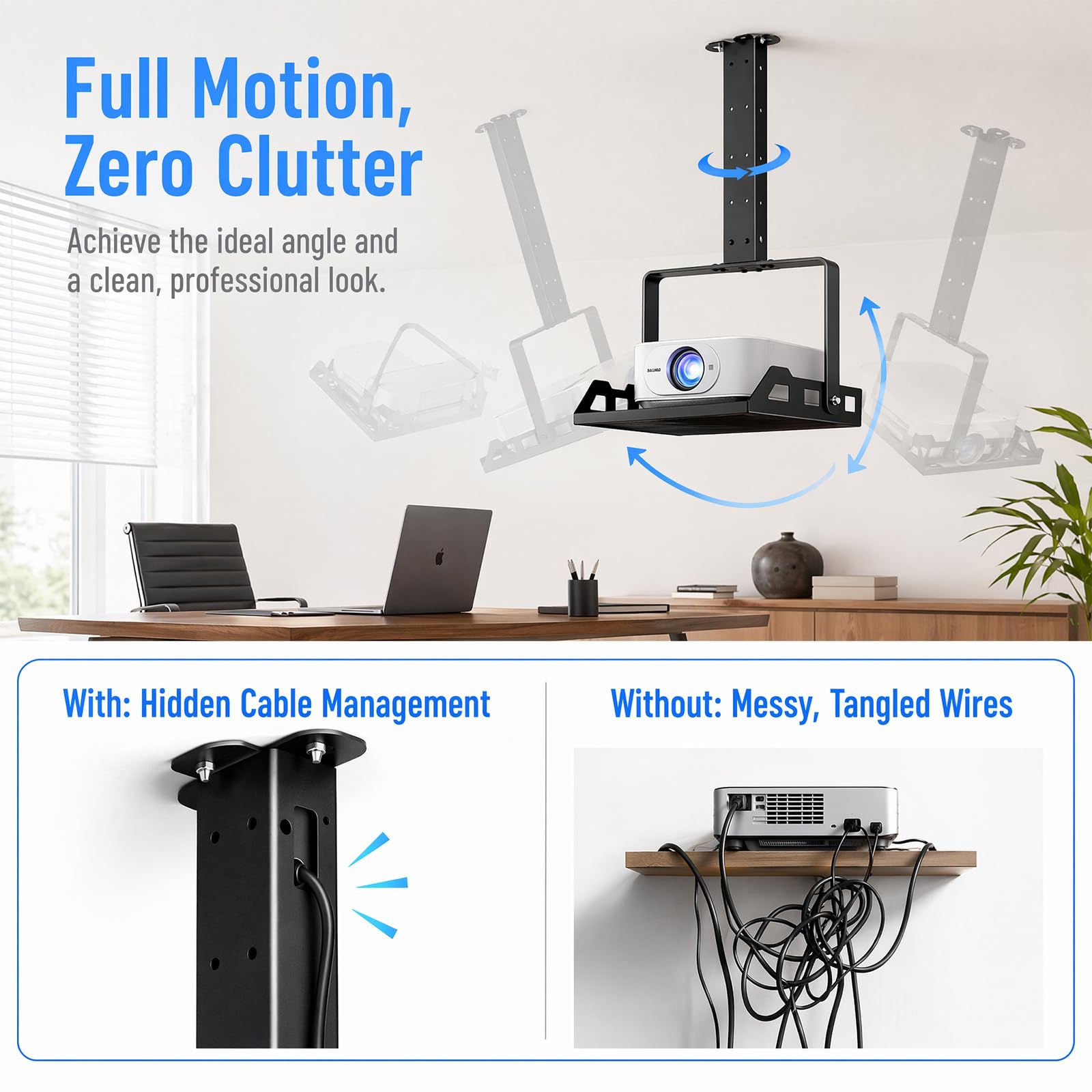 Fixation au plafond pour projecteur avec plateau, support de projecteur