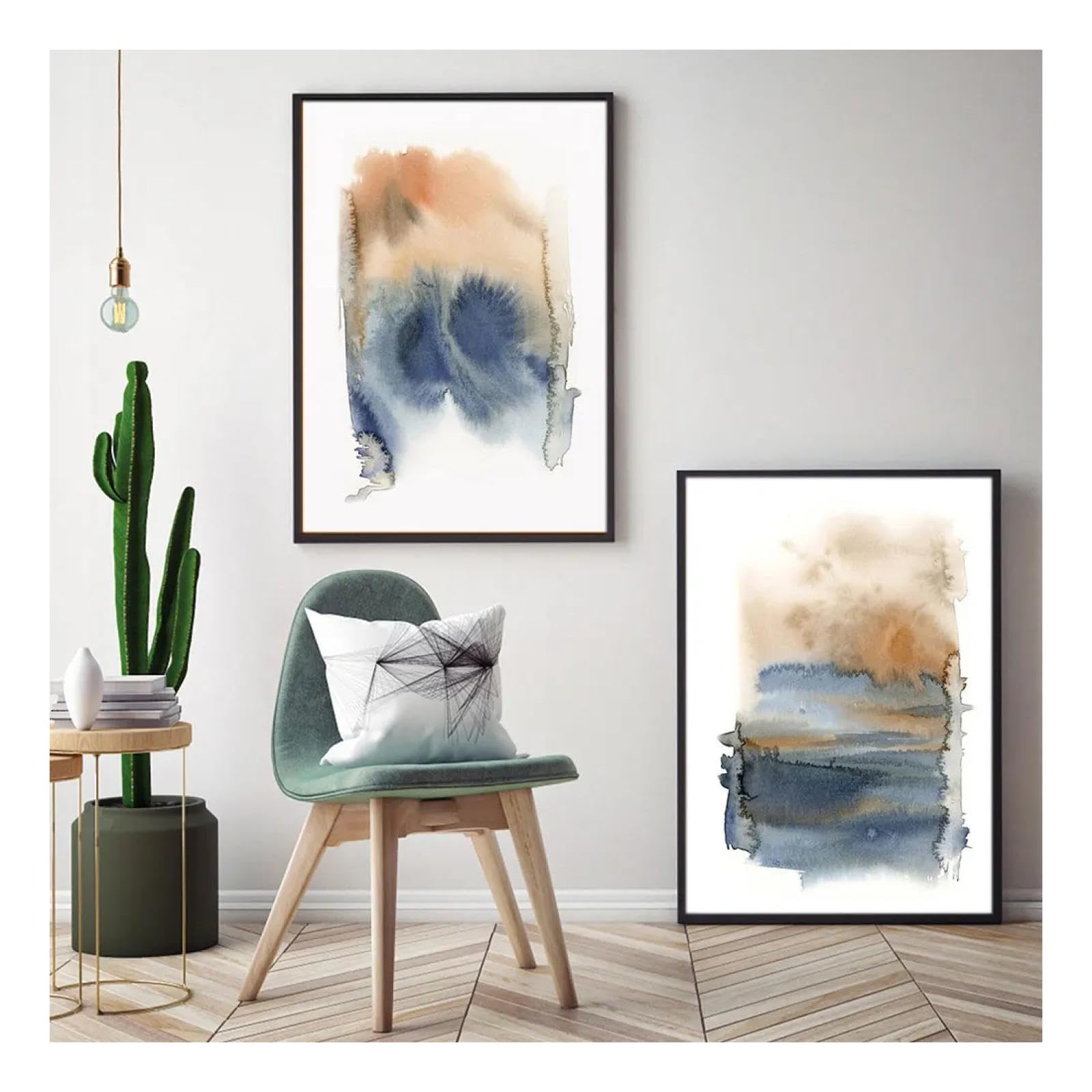 Affiche aquarelle bleue JGGXHM 35x55cm duo de posters abstraits - 8