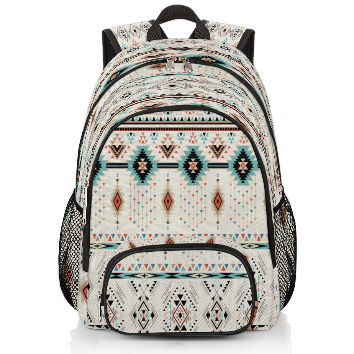 Elementary School Bags for Teens, Ethnic Painted Kids Backpacks Aztec Pattern Lightweight Bookbags Waterproof Sturdy Schoolbag Daypack for Girls Boys