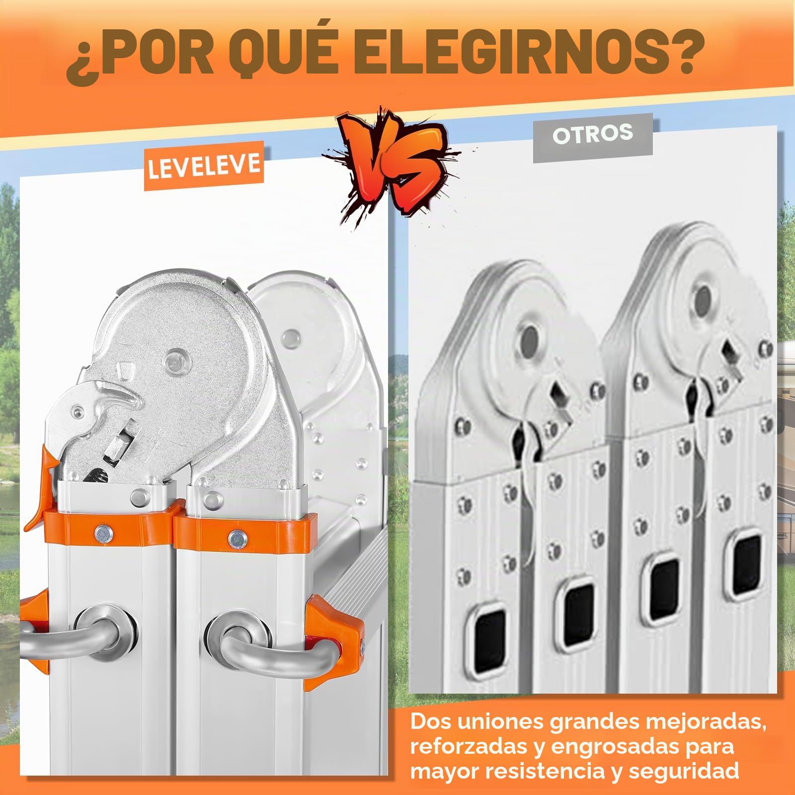 Escalera de 3 peldaños con Varias Posiciones, Escalera Deslizante de 3,3 m con estabilizador y Ruedas, Carga de Seguridad de 150 kg, una Escalera de Marco para escaleras, hogar, Interior, Exterior y