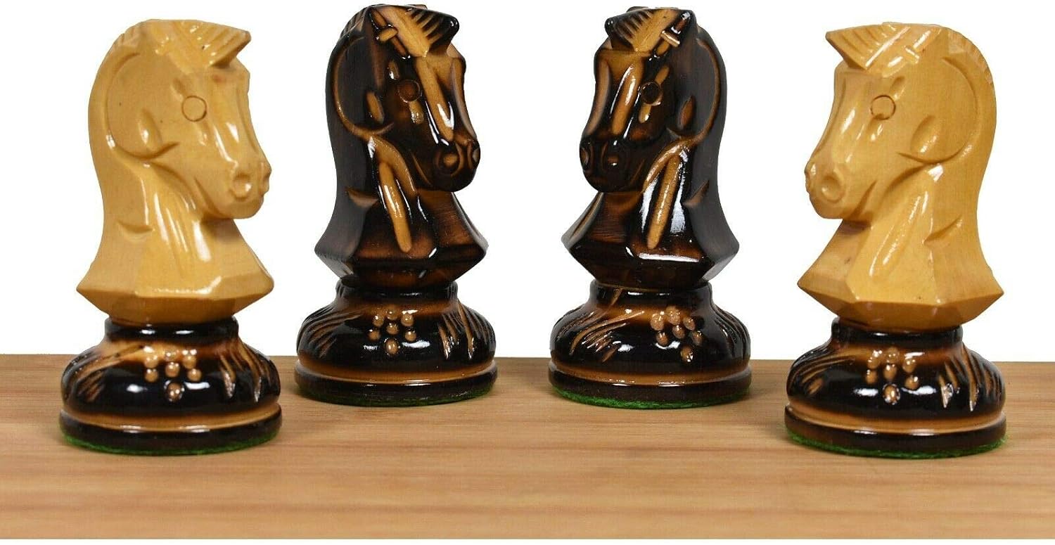 RoyalChessMall - 1970s' Dubrovnik Chess Pieces Only Set - Hand Carved Lacquered Boxwood-3.8" King…