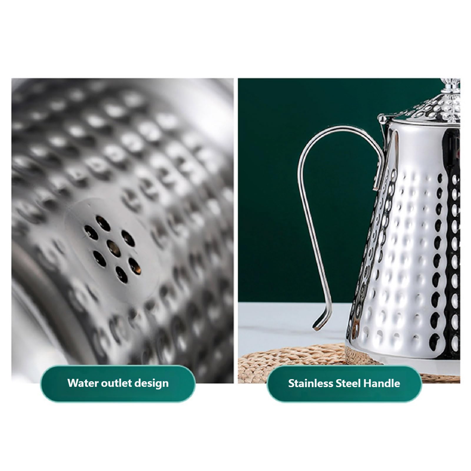Bouilloire à thé en acier inoxydable avec infuseur amovible et filtre
