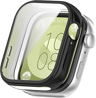 جراب ساعة رفيع متوافق مع هواوي ووتش فيت 3 من دلع موبايلك ناعم مقاوم للصدمات بتغطية كاملة شاشة حماية مدمجة البولي يوريثين المقاوم للحرارة لون أسود