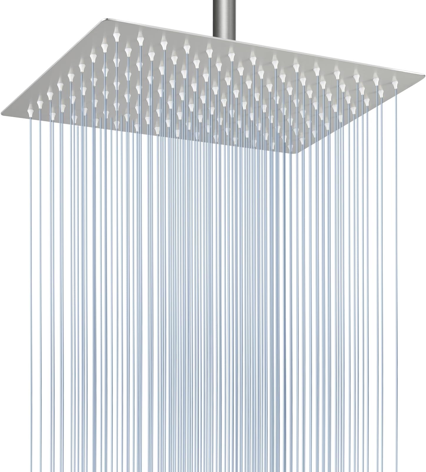 Rain Shower Head - High Flow Large Rainfall Shower Heads Made of Stainless Steel - Waterfall Bathroom Square Showerhead - Ceiling or Wall Mount (12 * 8 Inch Rectangle, Brushed Nickel)