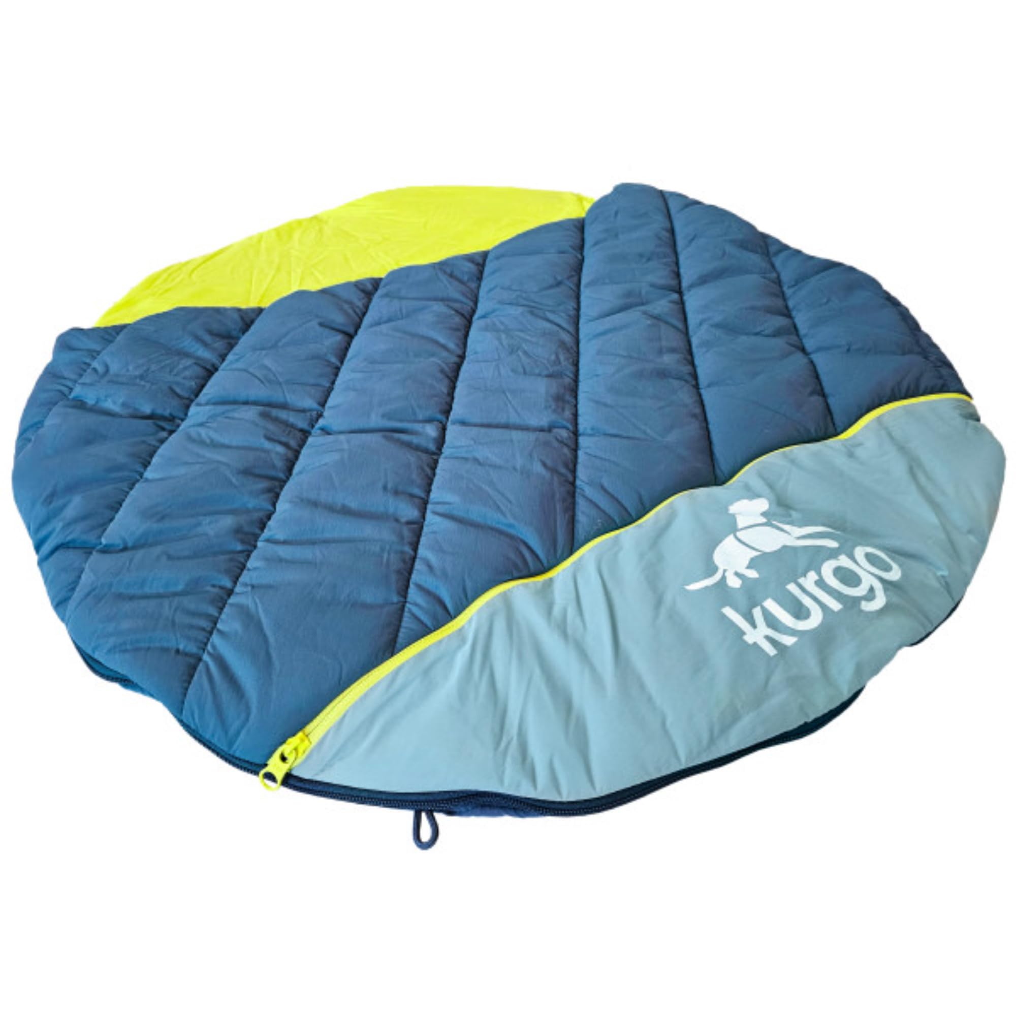 Kurgo Pup Sack - Cama de Viaje para Perros para Exteriores, Saco de Dormir para Mascotas, Plegable con Bolsa de Almacenamiento, Resistente al Agua, 76 cm, Azul - M