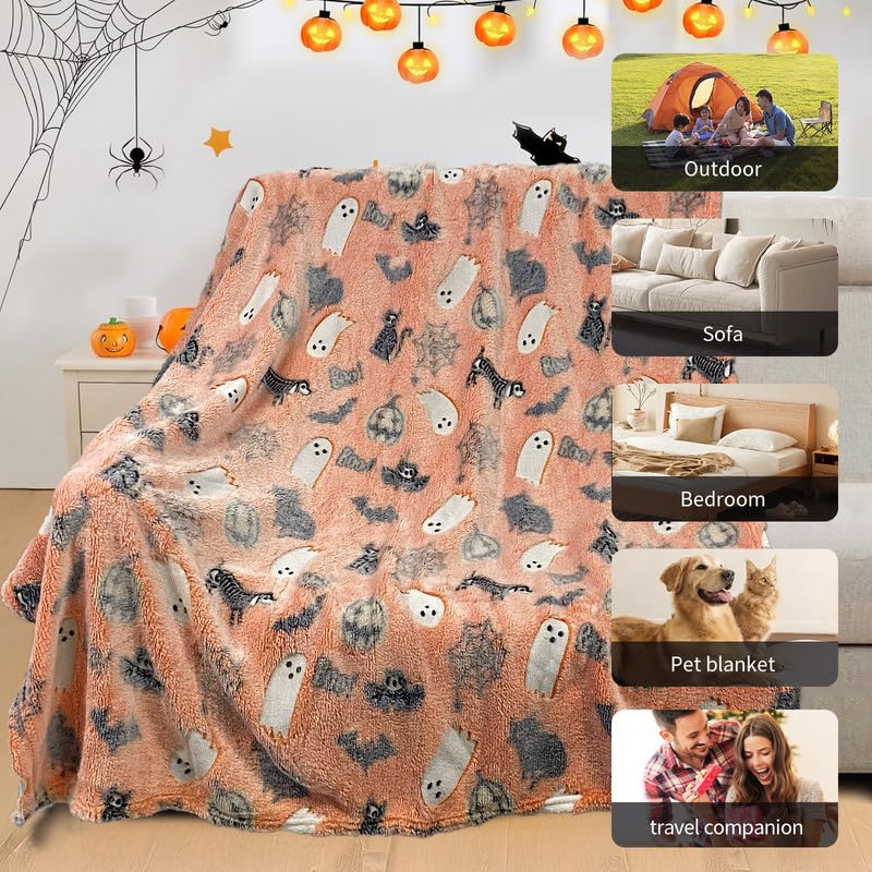Cute Halloween Blankets for Kids, for Kids/Teens/Women/Men, Halloween Blankets and Throws for Adults, Spooky Blanket for Boy/Girls/Toddler, Fall Throw Blanket for Couch 40"x 50"