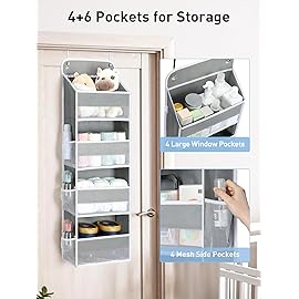 Yecaye 3 Pack Over the Door Organizer, 35.2lbs Load Toy Stuffed Animal Storage, Swing-proof Hanging Bathroom Organizers and Storage for Nursery Newborn Baby Essential Stuff Dorm Room Essentials Grey